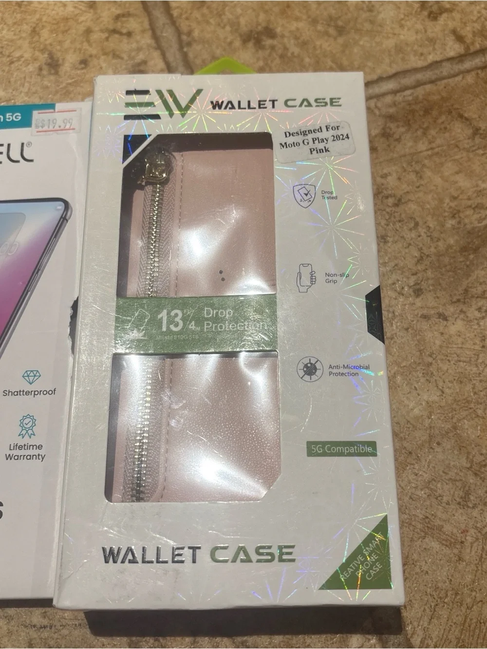 Set of 2 Wallet Case for Moto G Play 2021 - Pink tempered glass 5G